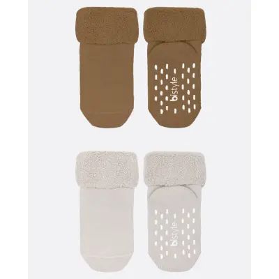 Bistyle Kız Çorap Soket Havlu 2li Kaymaz Basic Boy Kahverengi - Natural (1)