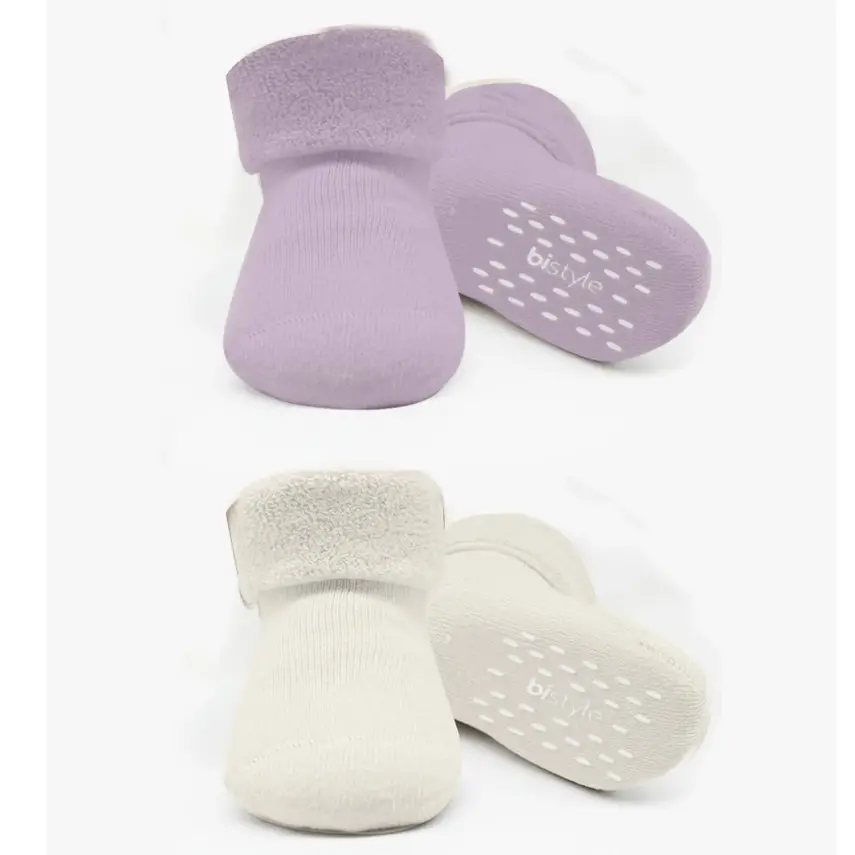 Bistyle Kız Çorap Soket Havlu 2li Kaymaz Basic Girl Lila - Natural - 1