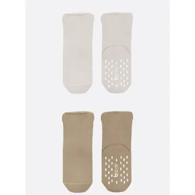 Bistyle Kız Çorap Soket Havlu 2li Kaymaz Basic Girl Natural - Bej - 3