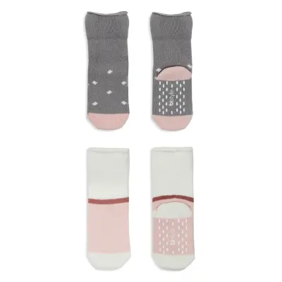 Bistyle Kız Çorap Soket Havlu 2li Kaymaz Point Girl Gri - Pudra - 4
