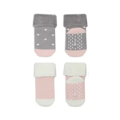 Bistyle Kız Çorap Soket Havlu 2li Kaymaz Point Girl Gri - Pudra - 2