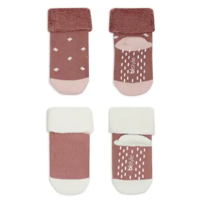 Bistyle Kız Çorap Soket Havlu 2li Kaymaz Point Girl Pudra - Pembe - 3