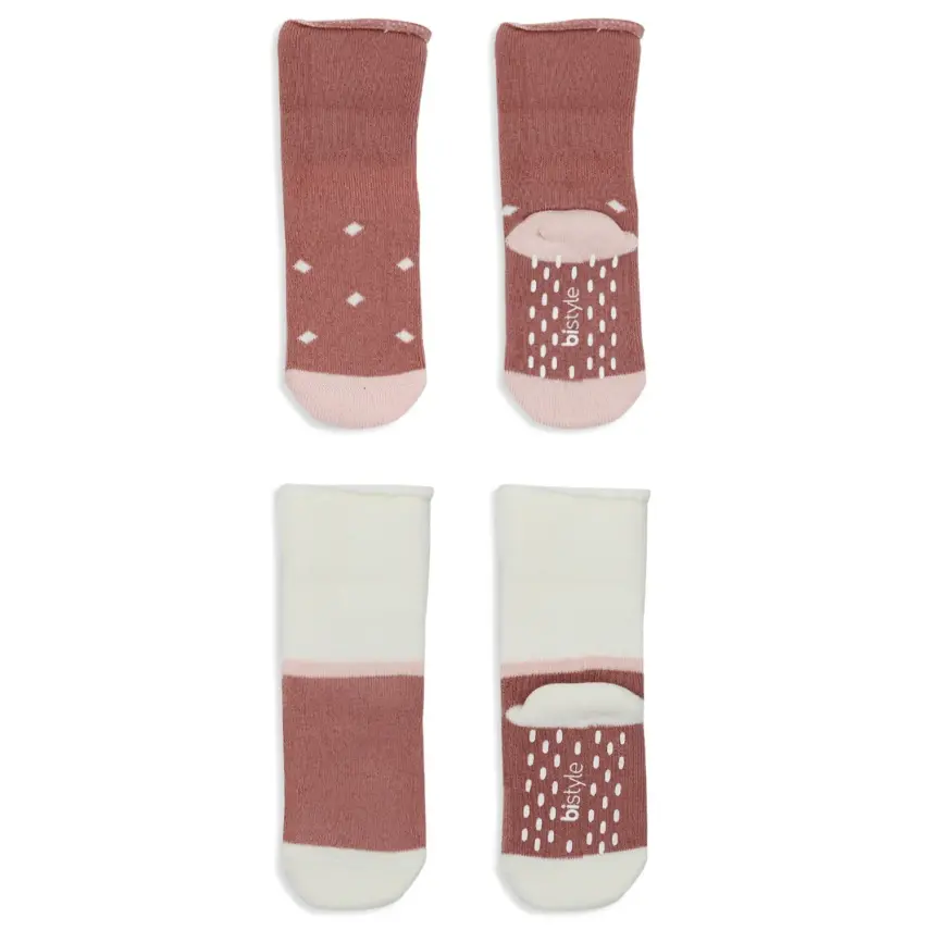 Bistyle Kız Çorap Soket Havlu 2li Kaymaz Point Girl Pudra - Pembe - 4