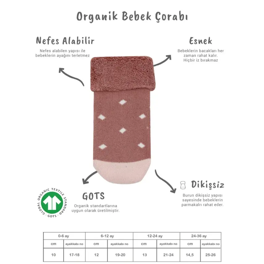 Bistyle Kız Çorap Soket Havlu 2li Kaymaz Point Girl Pudra - Pembe - 5