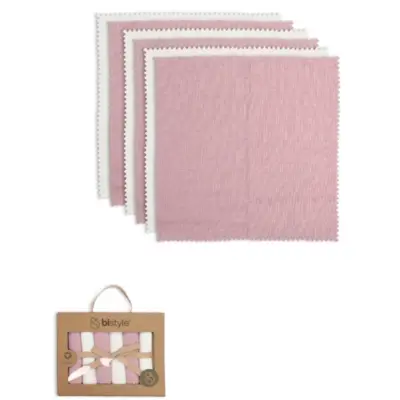 Bistyle Kız Mendil 6lı Penye Colours Kutulu Ekru - Gül Kurusu