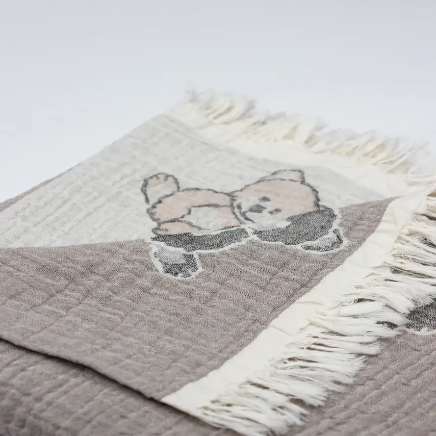 Bistyle Kız Müslin Battaniye Jakarlı Hello Dragonfly 110x110cm Ekru - 2