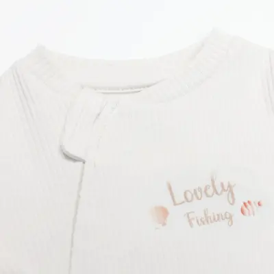 Bistyle Kız Tulum Fermuarlı Modal Lovely Fishing Ekru (1)