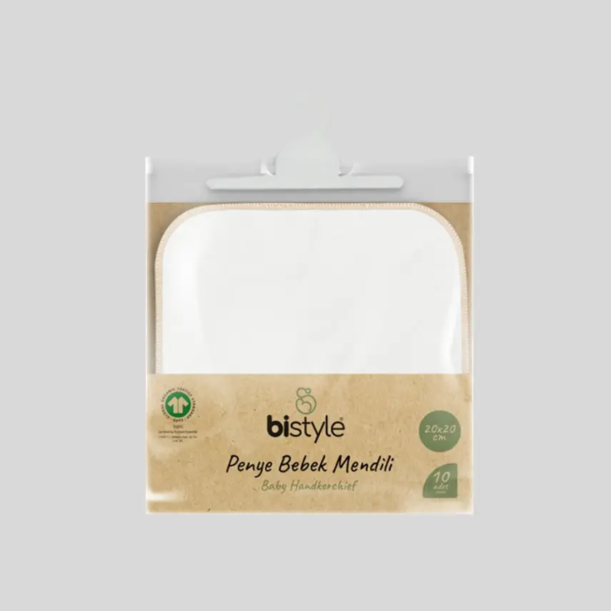 Bistyle Küçük Boy 10lu Bebek Mendil Penye Ekru - 3