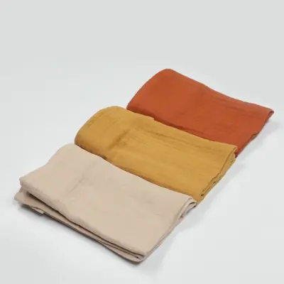 Bistyle Organik 3lü Müslin Bebek Battaniye 60x60cm Kiremit - Bej - Hardal