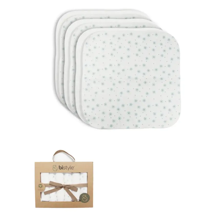 Bistyle Organik Ağız Mendili 6lı Stars Kutulu 20x20cm Nil - 1
