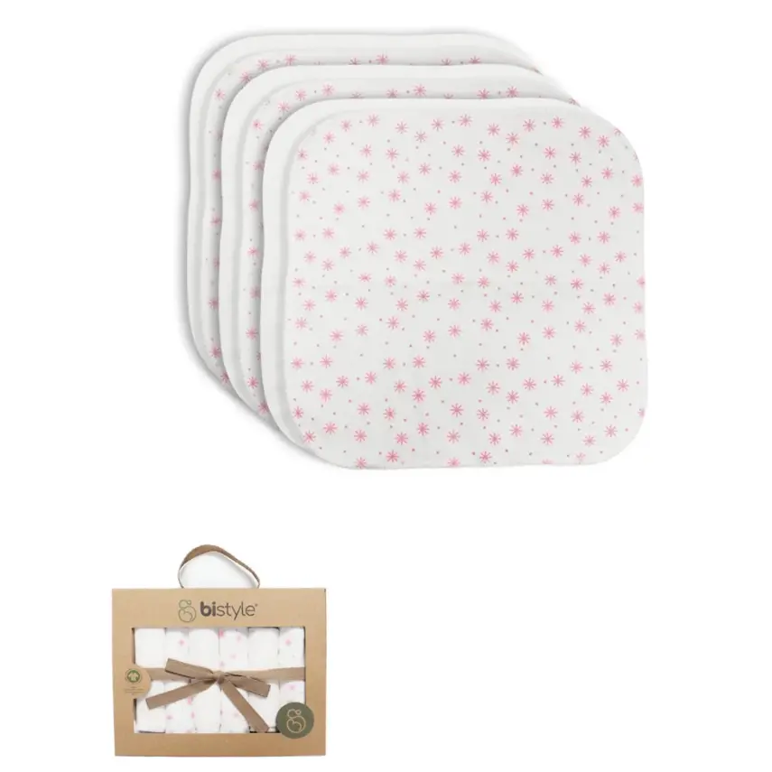 Bistyle Organik Ağız Mendili 6lı Stars Kutulu 20x20cm Pudra - 1