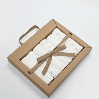 Bistyle Organik Bebek Ağız Mendili 6lı Stars Kutulu 20x20cm Gri - 3