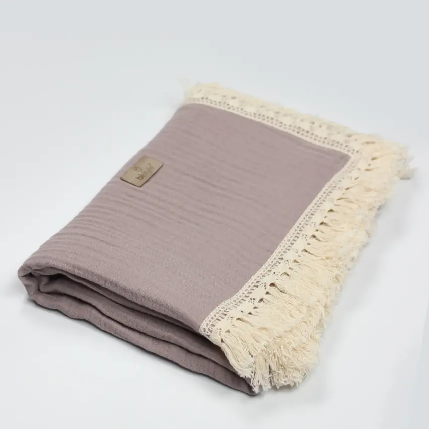 Bistyle Organik Müslin Battaniye Fistolu 80x90cm Antrasit - 1