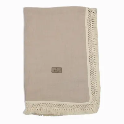Bistyle Organik Müslin Battaniye Fistolu 80x90cm Bej - 4