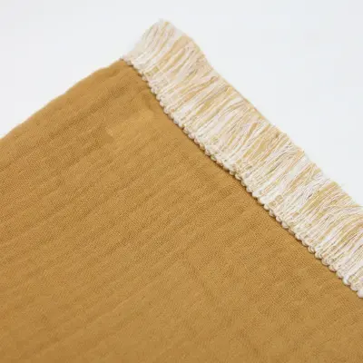 Bistyle Organik Müslin Battaniye Fistolu 80x90cm Hardal (1)
