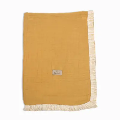 Bistyle Organik Müslin Battaniye Fistolu 80x90cm Hardal - 4