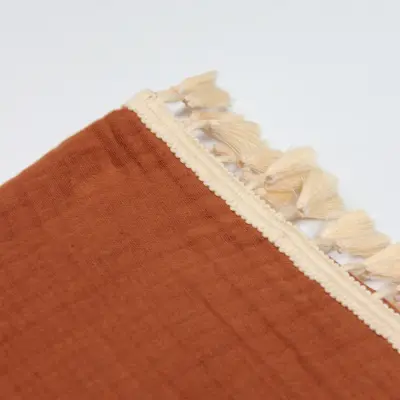 Bistyle Organik Müslin Battaniye Fistolu 80x90cm Kiremit - 3