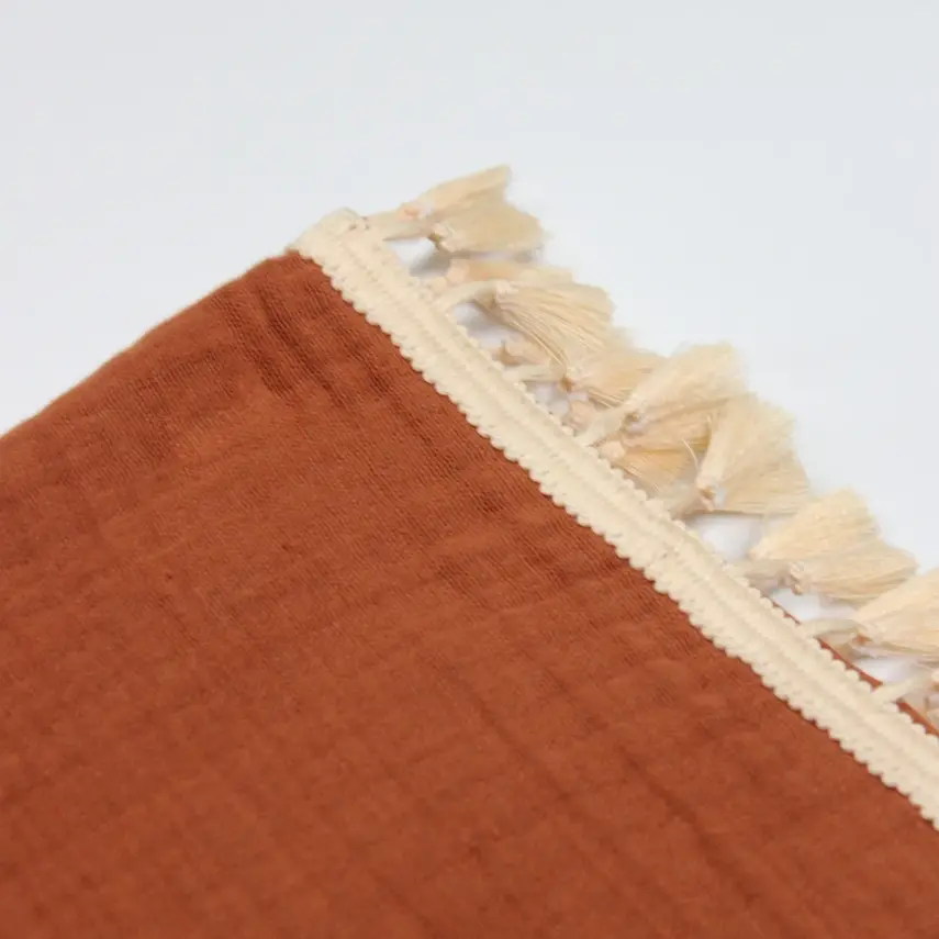 Bistyle Organik Müslin Battaniye Fistolu 80x90cm Kiremit - 3