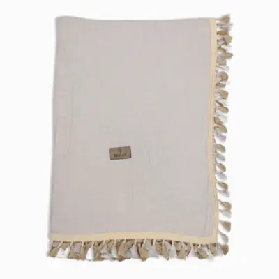 Bistyle Organik Müslin Battaniye Fistolu 80x90cm Taş - 4