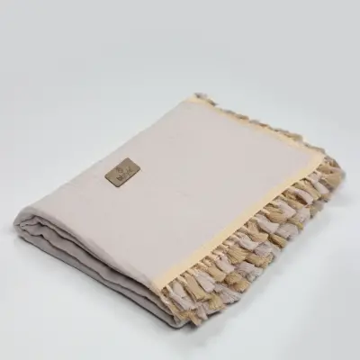 Bistyle Organik Müslin Battaniye Fistolu 80x90cm Taş 
