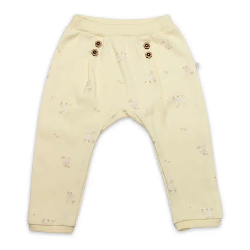 Bistyle Pantolon Patiksiz Welcome Baby Duck Sarı - Ekru - 1