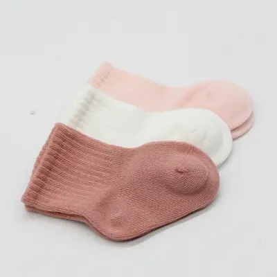 Bistyle Çorap Soket 3lü Penye Cheery Girl Pudra - Ekru - Pembe - 4