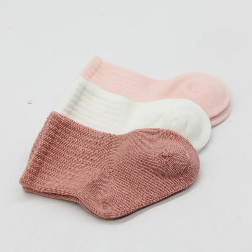 Bistyle Çorap Soket 3lü Penye Cheery Girl Pudra - Ekru - Pembe - 4