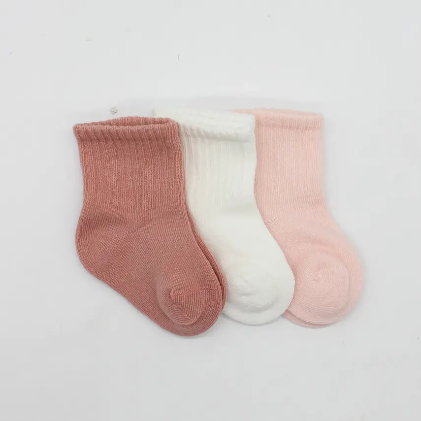 Bistyle Çorap Soket 3lü Penye Cheery Girl Pudra - Ekru - Pembe - 2