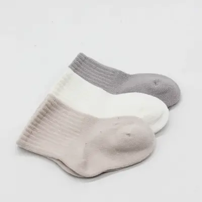 Bistyle Soket Çorap Penye 3lü Elephant Boy Gri - Ekru - Taş - 3