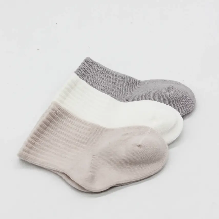 Bistyle Soket Çorap Penye 3lü Elephant Boy Gri - Ekru - Taş - 3