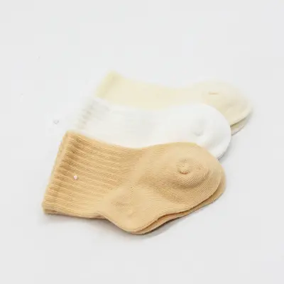 Bistyle Soket Çorap Penye 3lü Little Love Girl Somon - Ekru - Natural - 3