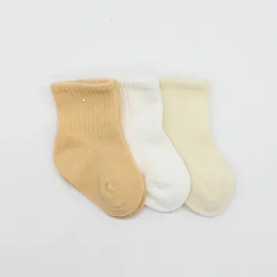 Bistyle Soket Çorap Penye 3lü Little Love Girl Somon - Ekru - Natural - 2