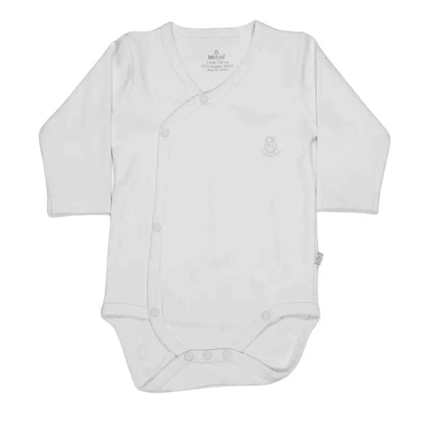 Bistyle Unisex Body Uzun Kol Natural Basic Style Beyaz - 1