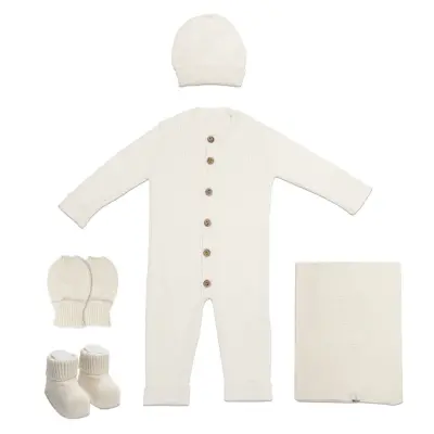 Bistyle Unisex Hastane Çıkışı 5li Triko Knidted Style Beyaz