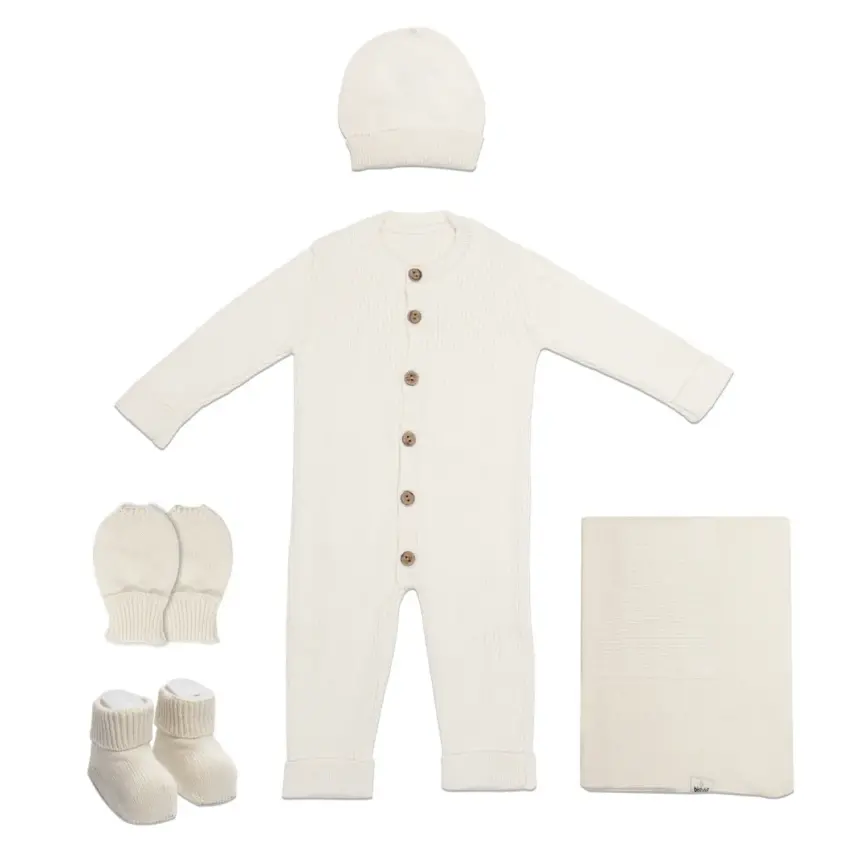 Bistyle Unisex Hastane Çıkışı 5li Triko Knidted Style Beyaz - 1