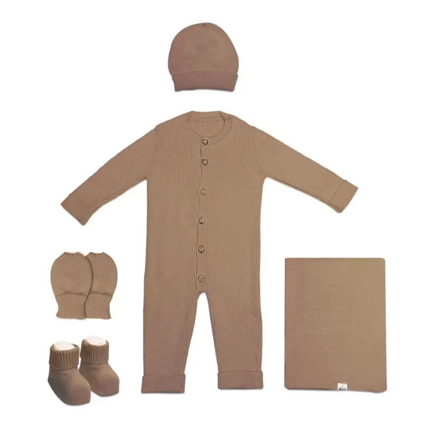 Bistyle Unisex Hastane Çıkışı 5li Triko Knidted Style Kahverengi - 1