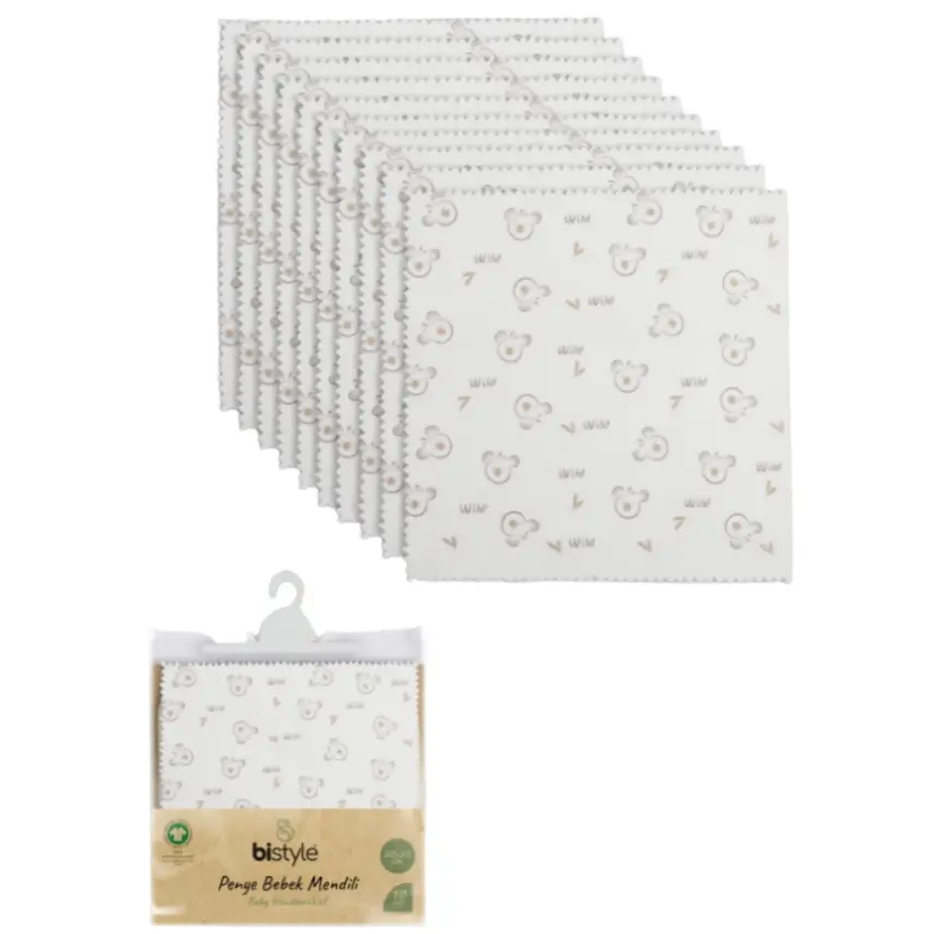 Bistyle Unisex Mendil 10lu Penye Koala Küçük Boy Ekru - 1