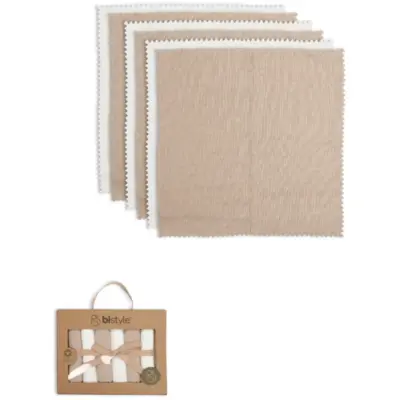 Bistyle Unisex Mendil 6lı Penye Colours Kutulu Ekru - Kahverengi