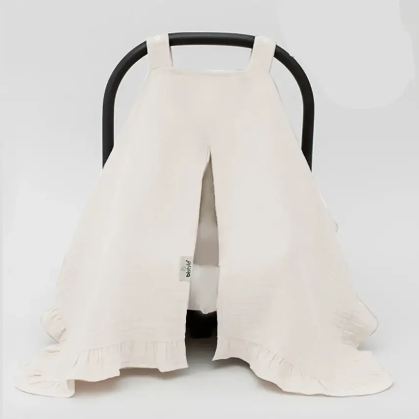 Bistyle Unisex Müslin Puset Yüz Örtüsü Fırfırlı Ekru - 1