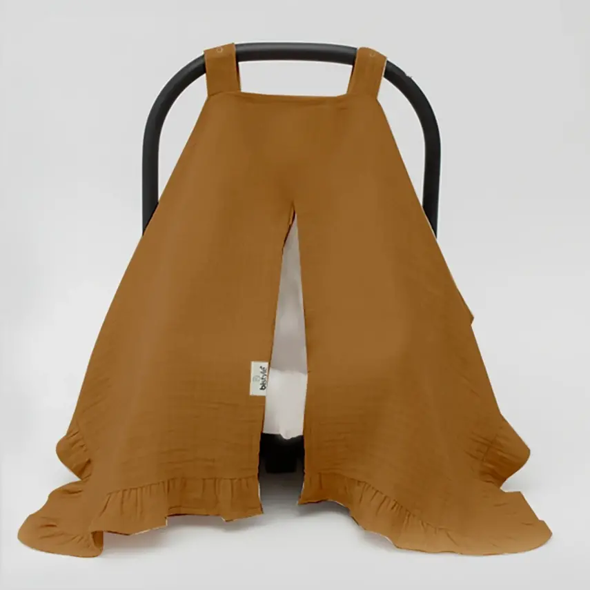 Bistyle Unisex Müslin Puset Yüz Örtüsü Fırfırlı Hardal - 1