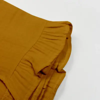 Bistyle Unisex Müslin Puset Yüz Örtüsü Fırfırlı Hardal - 3