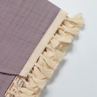 Bistyle Unisex Müslin Puset Yüz Örtüsü Püsküllü Antrasit - 3