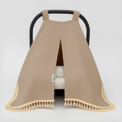 Bistyle Unisex Müslin Puset Yüz Örtüsü Püsküllü Bej - 1