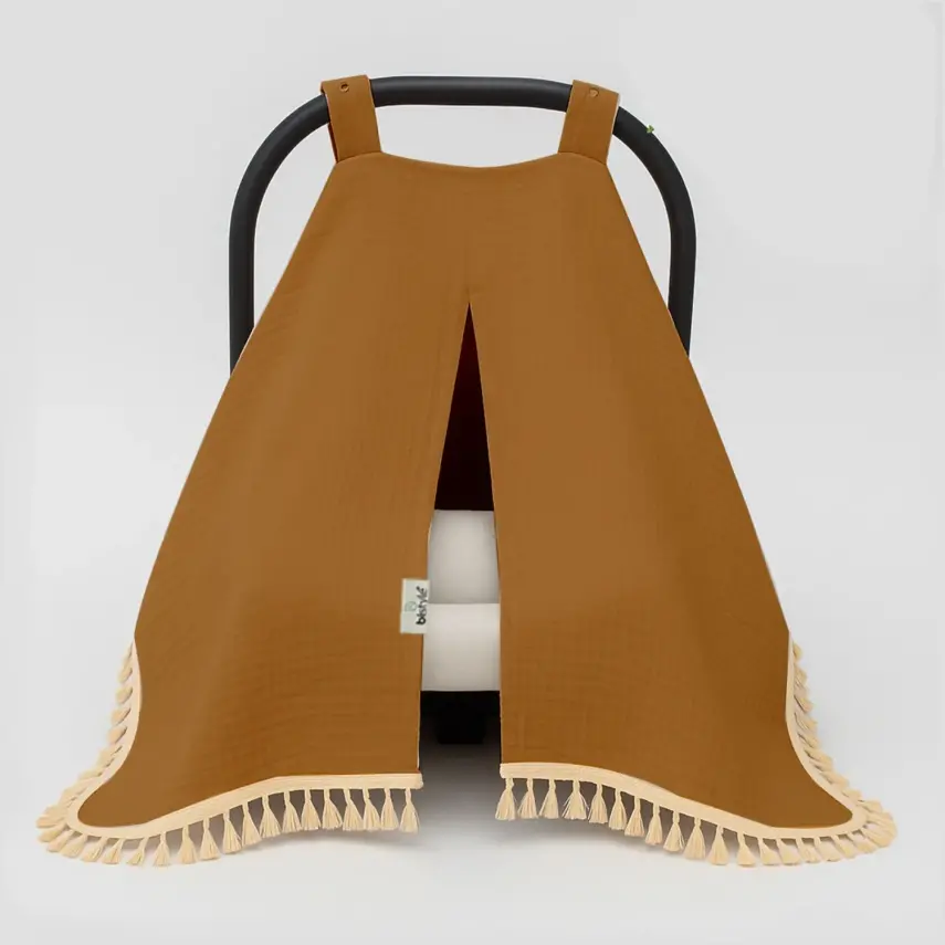 Bistyle Unisex Müslin Puset Yüz Örtüsü Püsküllü Hardal - 1