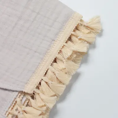 Bistyle Unisex Müslin Puset Yüz Örtüsü Püsküllü Taş - 3