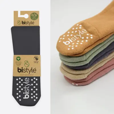 Bistyle Unisex Organik Çorap Külotlu Kaymaz Havlu Antrasit - 7