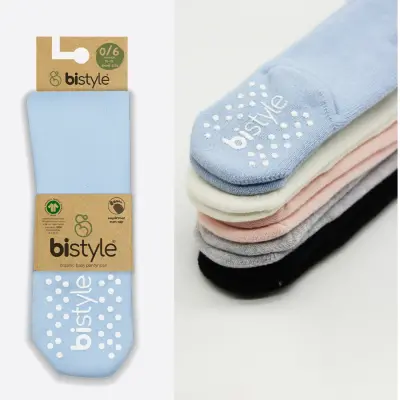 Bistyle Unisex Organik Çorap Külotlu Kaymaz Havlu Mavi - 13