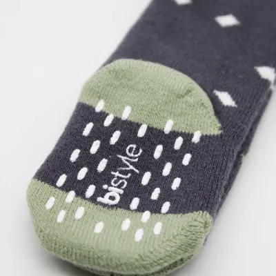 Bistyle Unisex Organik Çorap Külotlu Kaymaz Havlu Puanlı Antrasit - 2