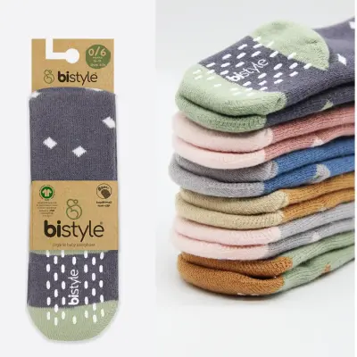 Bistyle Unisex Organik Çorap Külotlu Kaymaz Havlu Puanlı Antrasit - 6
