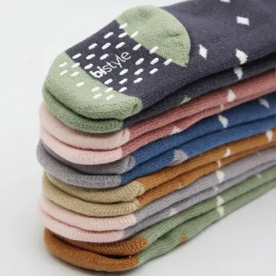 Bistyle Unisex Organik Çorap Külotlu Kaymaz Havlu Puanlı Gri - 10